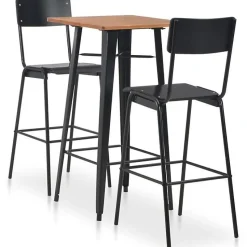 vidaXL Mobilier de bar 3 pcs Acier Noir