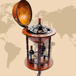 vidaXL Support de vin sous forme de globe Bois d'eucalyptus 60774