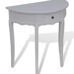 vidaXL Table console avec tiroir Demi-ronde Blanc