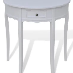 vidaXL Table console avec tiroir Demi-ronde Blanc