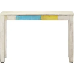 vidaXL Table console Blanc 115x35x77 cm Bois de manguier brut