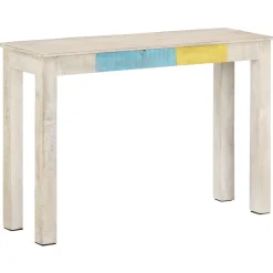 vidaXL Table console Blanc 115x35x77 cm Bois de manguier brut