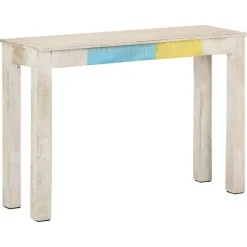 vidaXL Table console Blanc 115x35x77 cm Bois de manguier brut