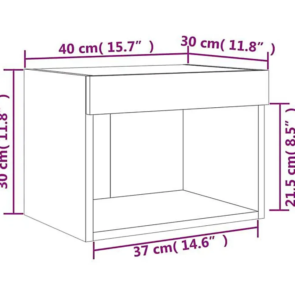 vidaXL Table de Chevet Murale avec Lumières LED, Armoire de Lit Murale avec Rangement, Table de Nuit Suspendue Chambre à 837113