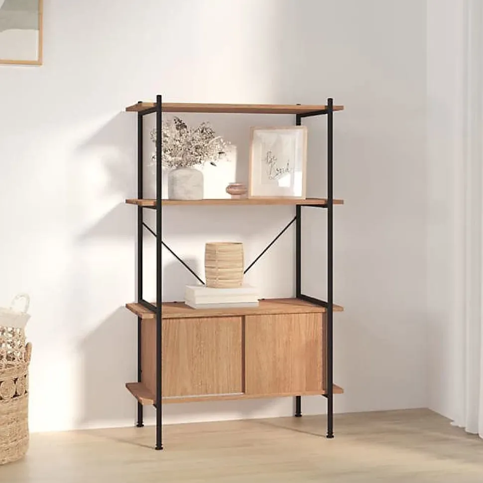 VidaXL étagère à 4 niveaux armoire 80x40x130cm Acier bois d'ingénierie 336353
