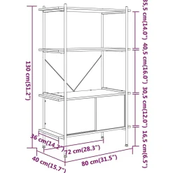 VidaXL étagère à 4 niveaux armoire 80x40x130cm Acier bois d'ingénierie 336353