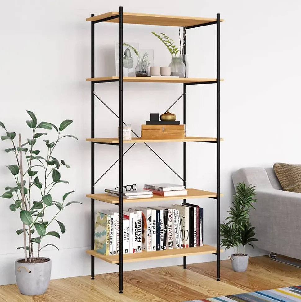 VidaXL étagère à 5 niveaux Noir et chêne 80x40x163 cm 336348