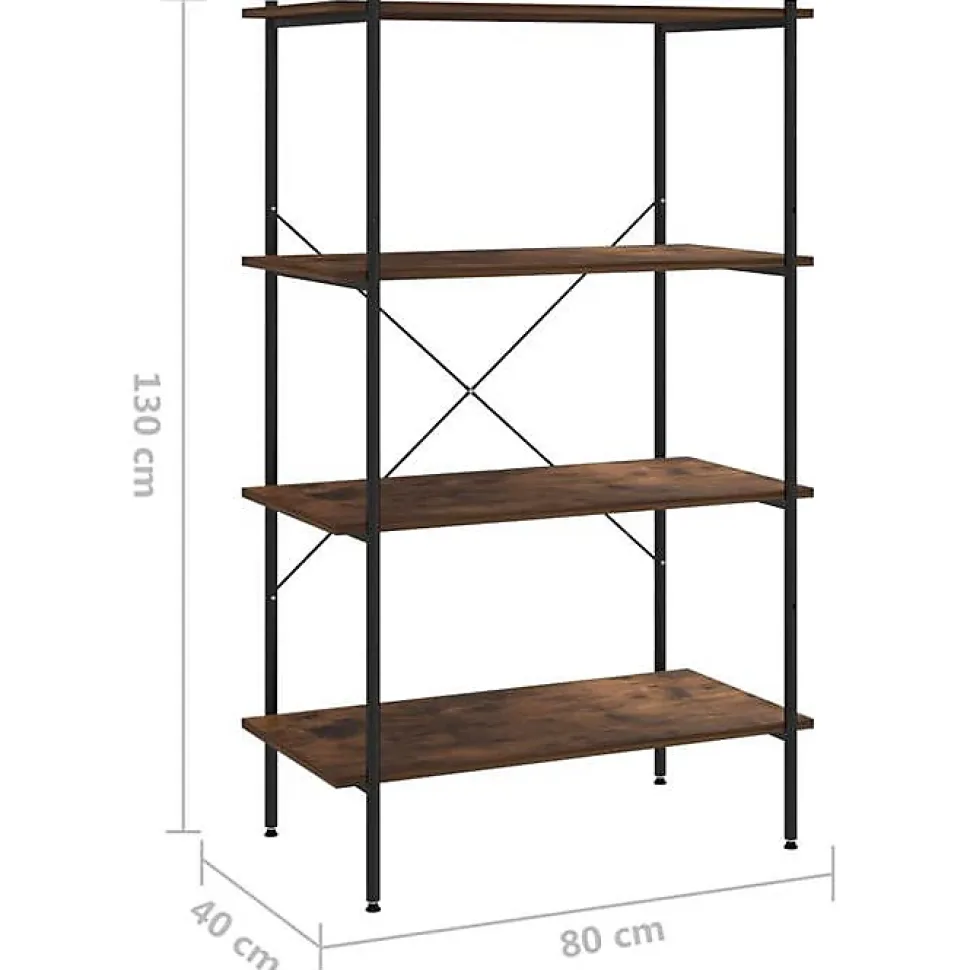 VidaXL étagère à 4 niveaux noir et naturel 80x40x130 cm 336345