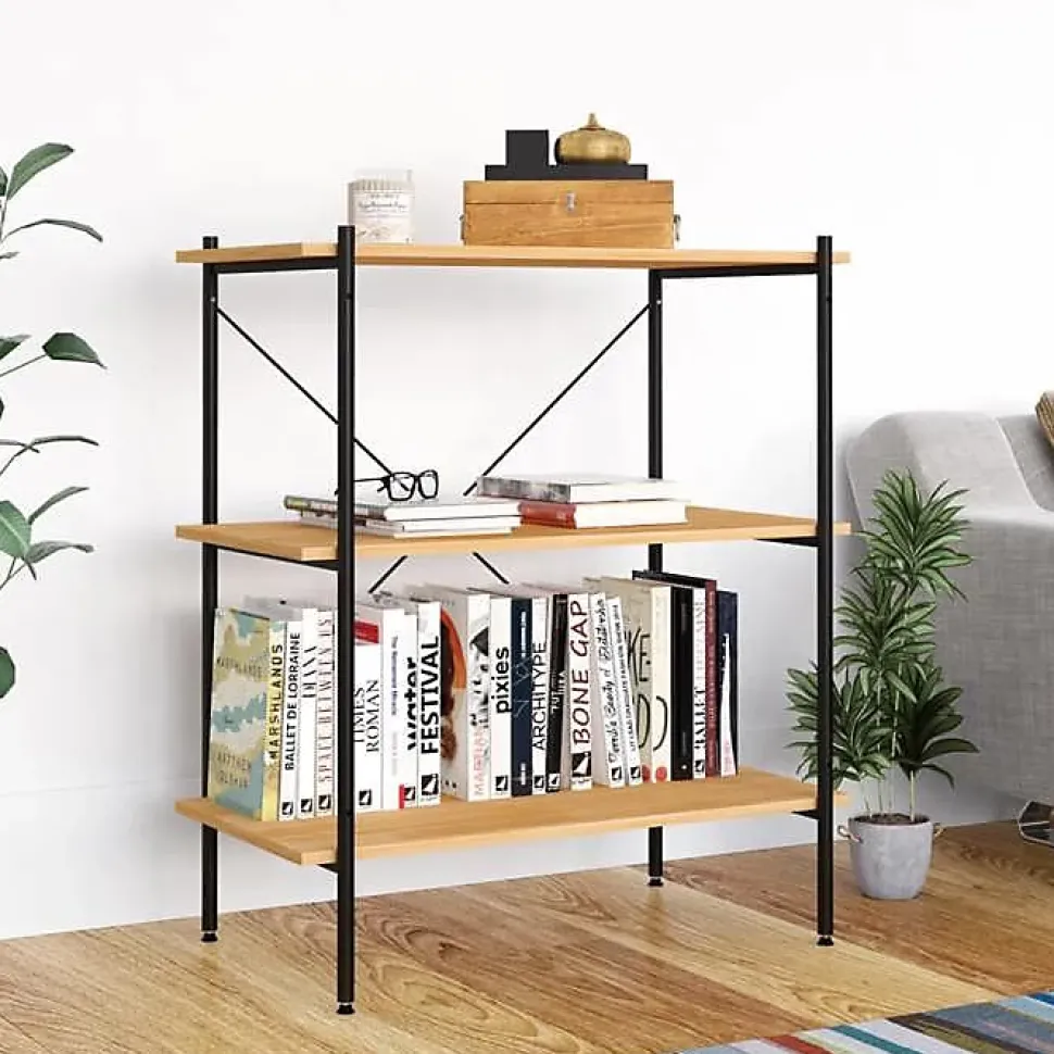 VidaXL étagère à 3 niveaux Noir et chêne 80x40x92 cm 336340