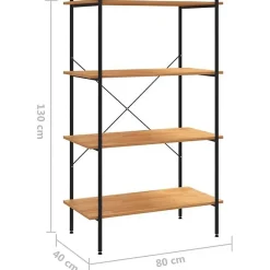 VidaXL étagère à 4 niveaux Noir et chêne 80x40x130 cm 336344