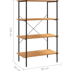 VidaXL étagère à 4 niveaux Noir et chêne 80x40x130 cm 336344