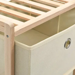 vidaXL étagère de rangement 5 paniers tissu Bois de cèdre Beige