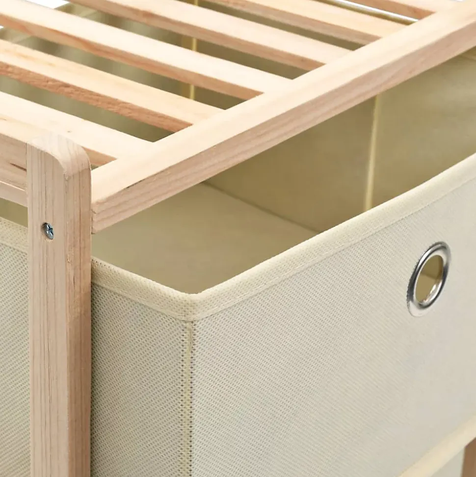vidaXL étagère de rangement 5 paniers tissu Bois de cèdre Beige