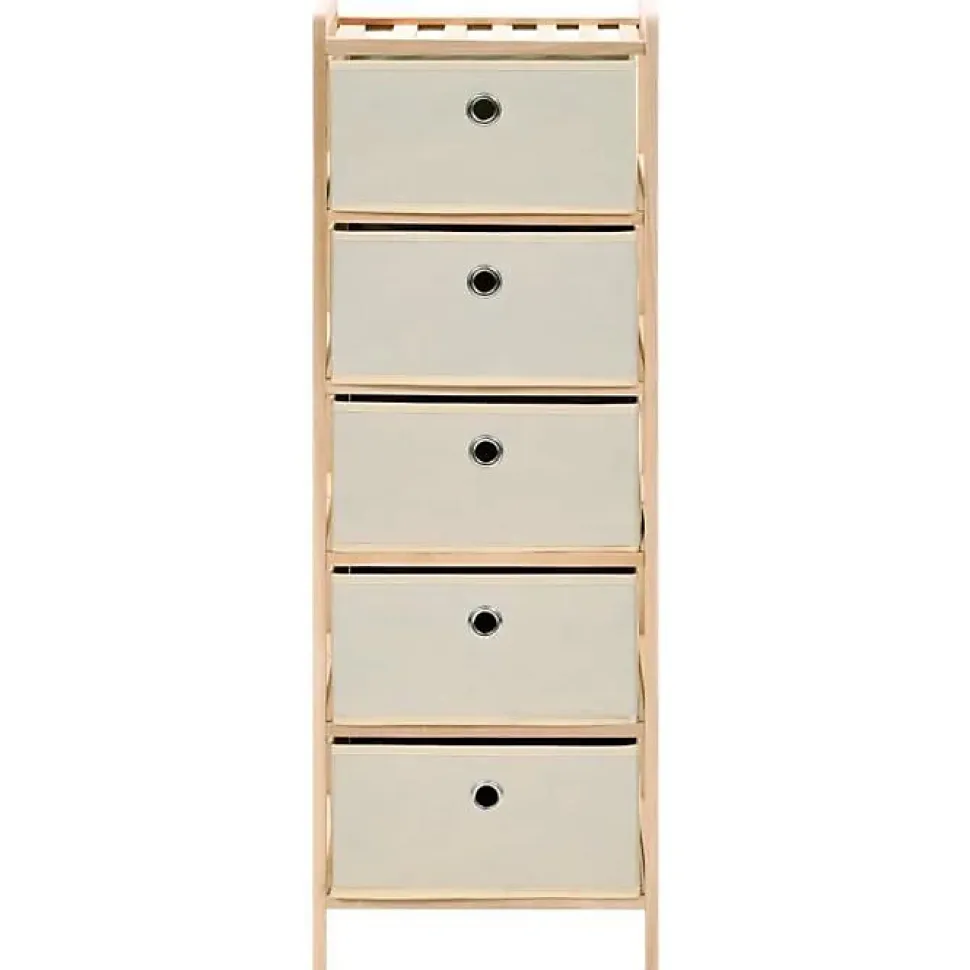 vidaXL étagère de rangement 5 paniers tissu Bois de cèdre Beige