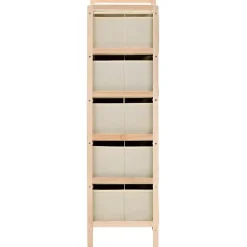 vidaXL étagère de rangement 5 paniers tissu Bois de cèdre Beige