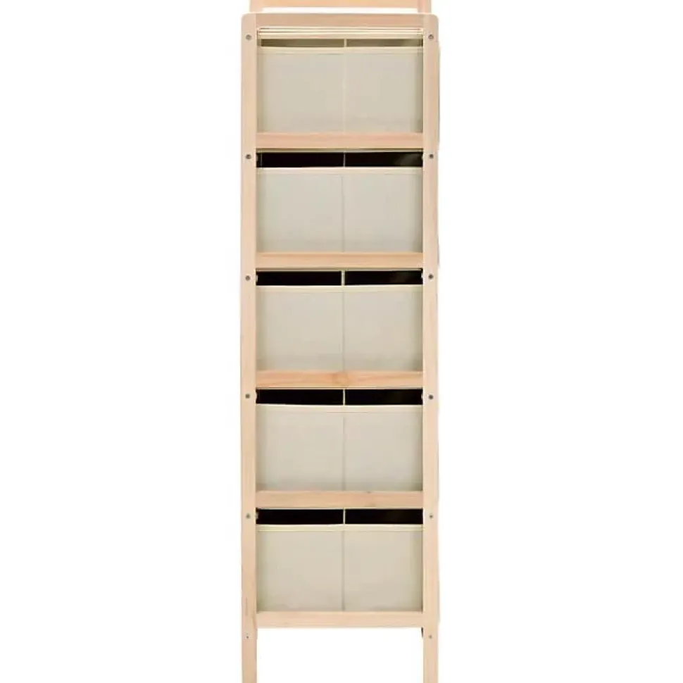 vidaXL étagère de rangement 5 paniers tissu Bois de cèdre Beige