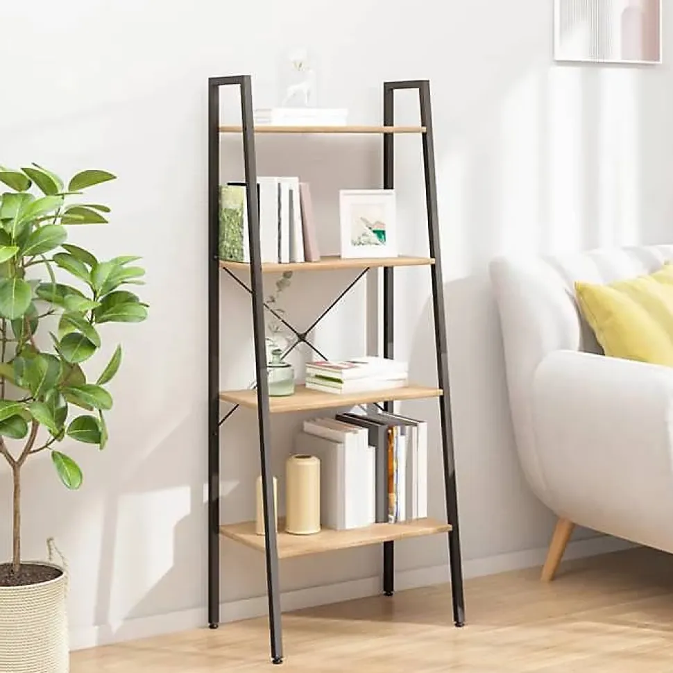 vidaXL étagère sur pied 4 niveaux Marron clair et noir 56x35x140 cm 336364