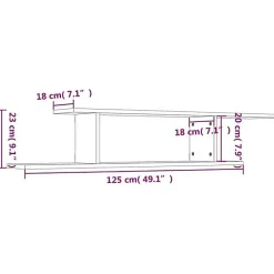 vidaXL Étagère TV murale Chêne Sonoma 125x18x23 cm Aggloméré