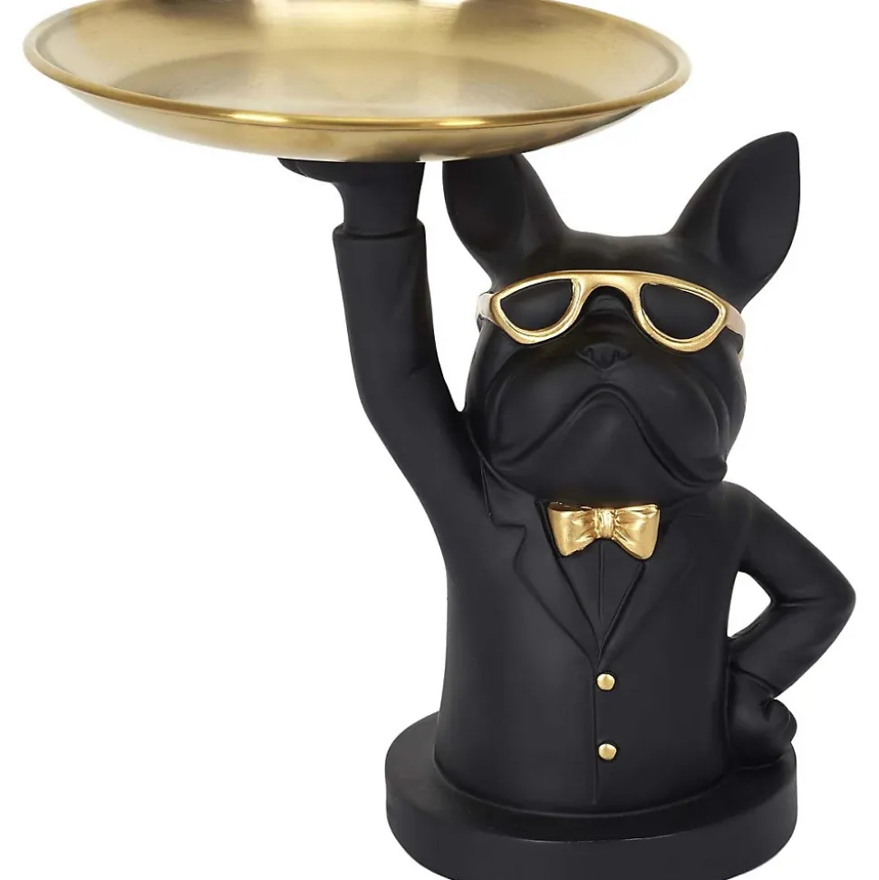 Vide poche déco bouledogue serveur Noir et doré
