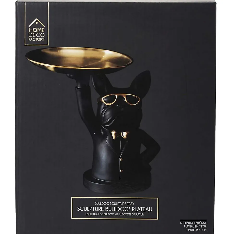 Vide poche déco bouledogue serveur Noir et doré