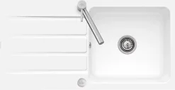 Évier de cuisine en céramique 1 cuve à encastrer Villeroy & Boch Collection blanc brillant