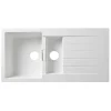 Évier en composite de quartz blanc 1,5 bacs à encastrer Torla