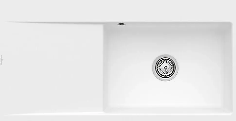 Évier en céramique 1 cuve à droite à encastrer Villeroy & Boch Subway Style blanc brillant
