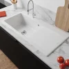 Évier en céramique 1 cuve à gauche à encastrer Villeroy & Boch Subway Style blanc mat