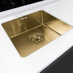 Évier sous-plan en inox finition or 1 bac à encastrer Essebagno Luisa 55