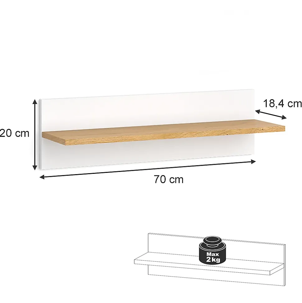 Vitalispa Étagère murale pour chambre denfant Blanc 70x20cm