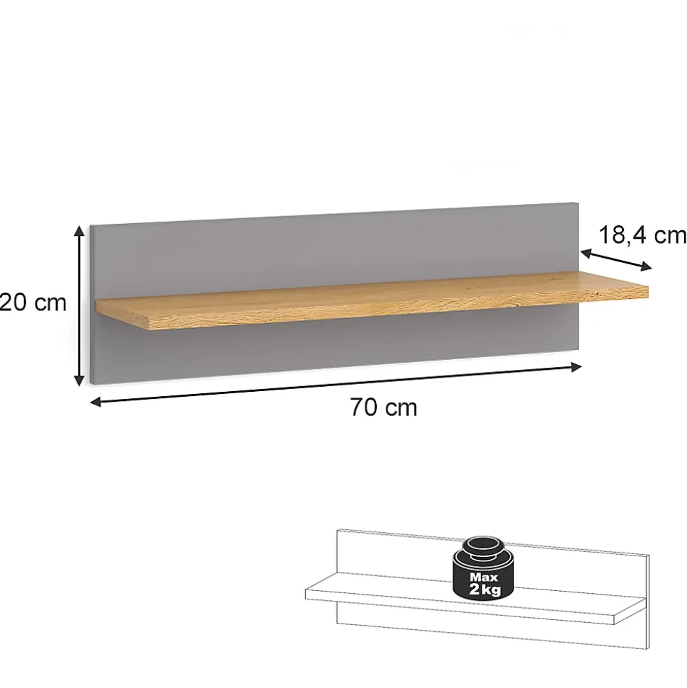 Vitalispa Étagère murale pour chambre denfant Gris 70x20cm