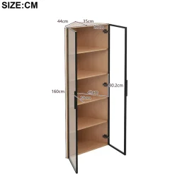 Vitrine - 1 Porte, LED, Verre Trempé, Charnières Silencieuses - MDF - 62 x 35 x 160 cm - Blanc