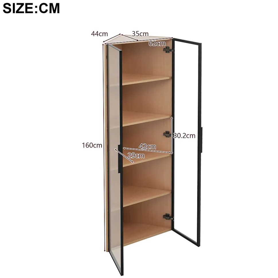 Vitrine - 1 Porte, LED, Verre Trempé, Charnières Silencieuses - MDF - 62 x 35 x 160 cm - Blanc