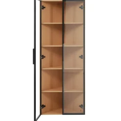 Vitrine - 1 Porte, LED, Verre Trempé, Charnières Silencieuses - MDF - 62 x 35 x 160 cm - Blanc