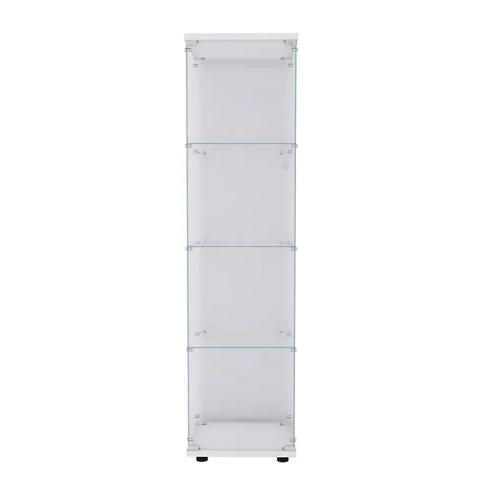 Vitrine à 4 étagères avec porte en verre trempé, sur pied, Bibliothèque et vitrine décorative pour salon, chambre ou bureau