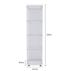 Vitrine à 4 étagères avec porte en verre trempé, sur pied, Bibliothèque et vitrine décorative pour salon, chambre ou bureau