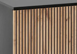 Vitrine 104 cm 2 portes éclairage LED noir/chêne Wotan TOSENA