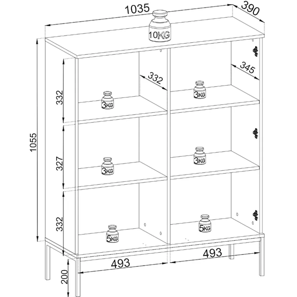 Vitrine 104 cm 2 portes éclairage LED grège TOSENA