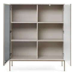 Vitrine 104 cm 2 portes éclairage LED grège TOSENA