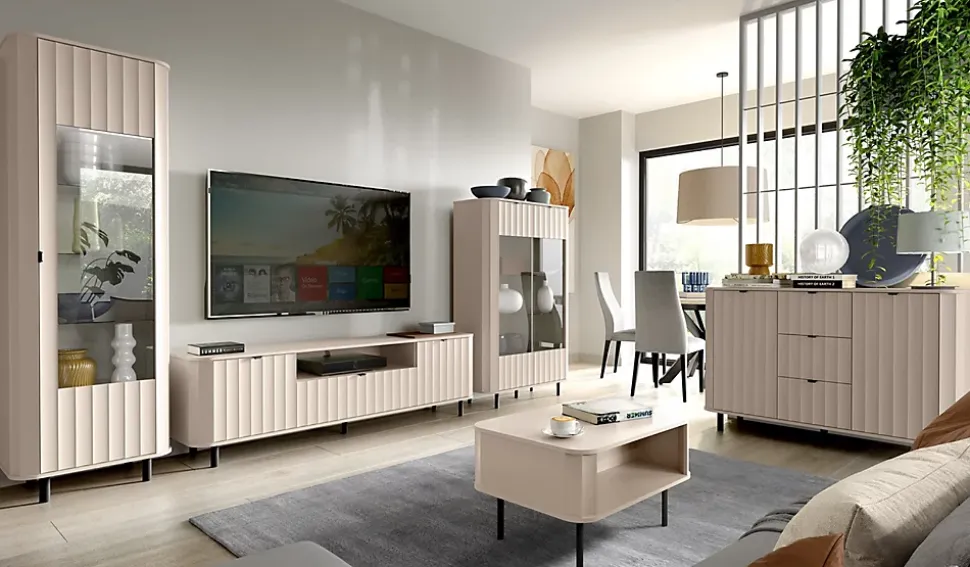 Vitrine 98 cm gris cachemire 2 portes NOVADO
