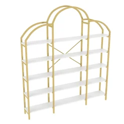 Vitrine - design Minimaliste - 5 Étagères - Métal et MDF - 170 x 26 x 190 cm - Or