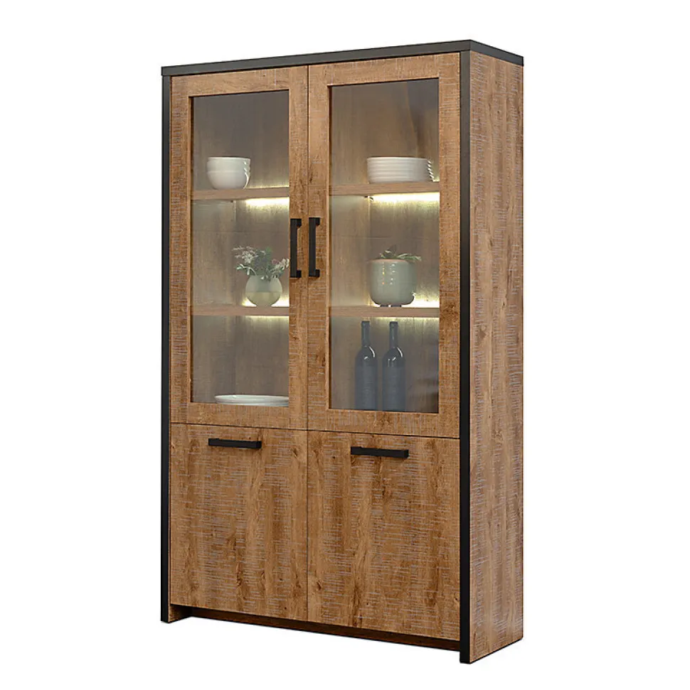 Vitrine 2 pleines + 2 portes vitrées Emie