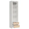 Vitrine 1 porte 2 tiroirs Soren Blanc et Bois