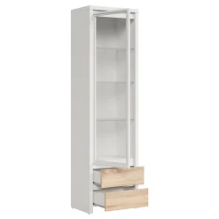 Vitrine 1 porte 2 tiroirs Soren Blanc et Bois