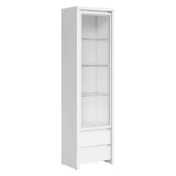 Vitrine 1 porte 2 tiroirs Soren Blanc