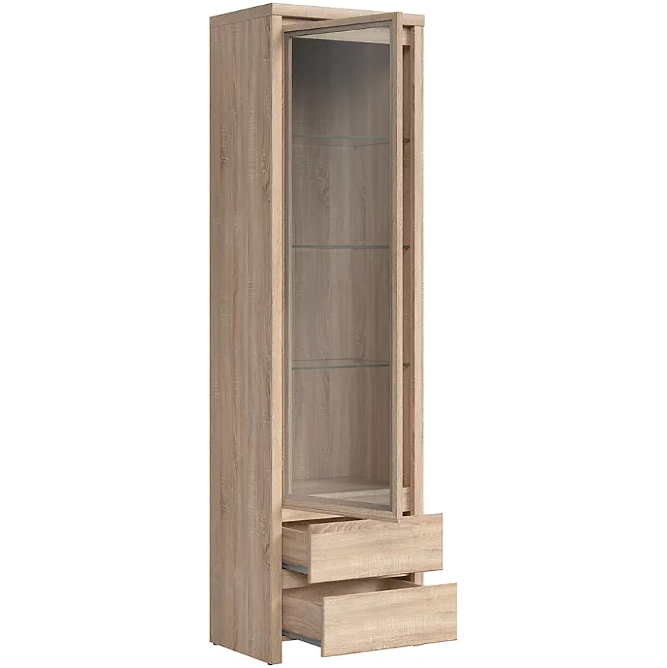 Vitrine 1 porte 2 tiroirs Soren Bois