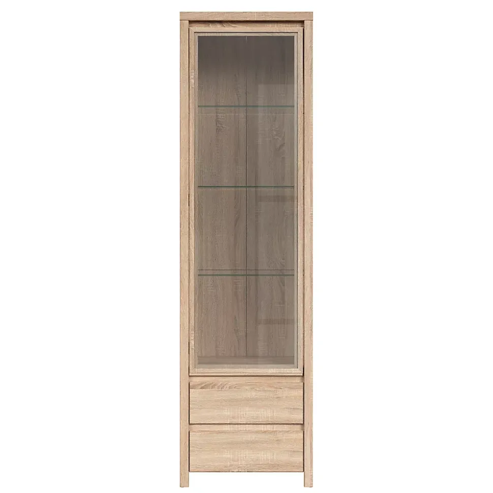 Vitrine 1 porte 2 tiroirs Soren Bois