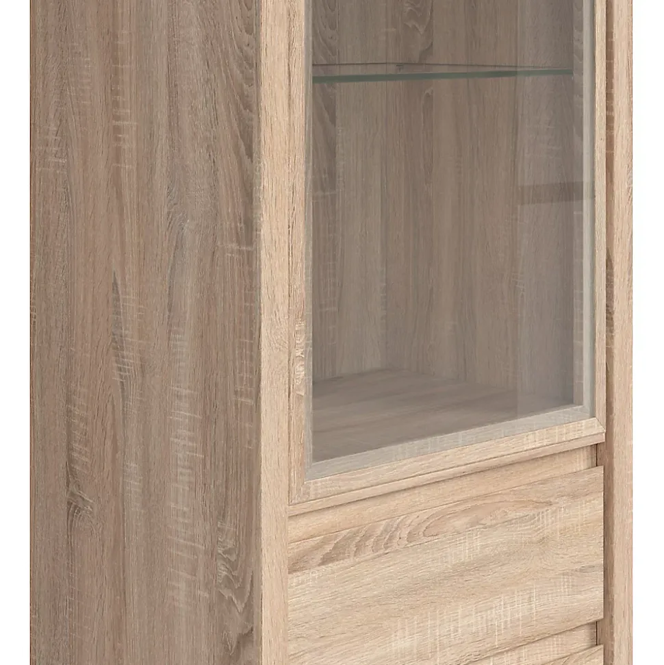 Vitrine 1 porte 2 tiroirs Soren Bois