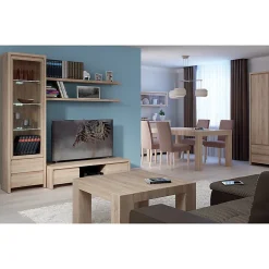 Vitrine 1 porte 2 tiroirs Soren Bois