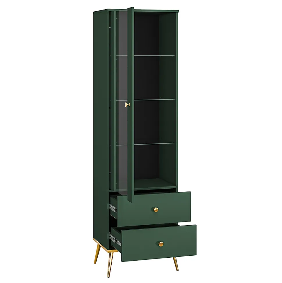 Vitrine 1 porte 2 tiroirs Thalia Vert